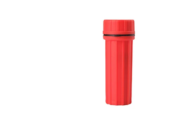 Wasserdichter Behälter Kunststoff Klein Hermetisch Rot Edc Isoliert — Stockfoto