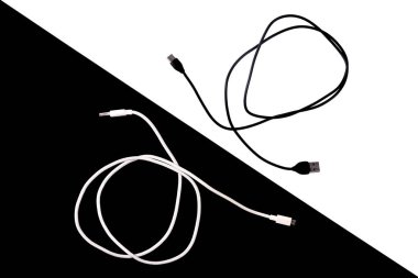 usb kabloları C tipi, mikro izole edilmiş, siyah ve beyaz