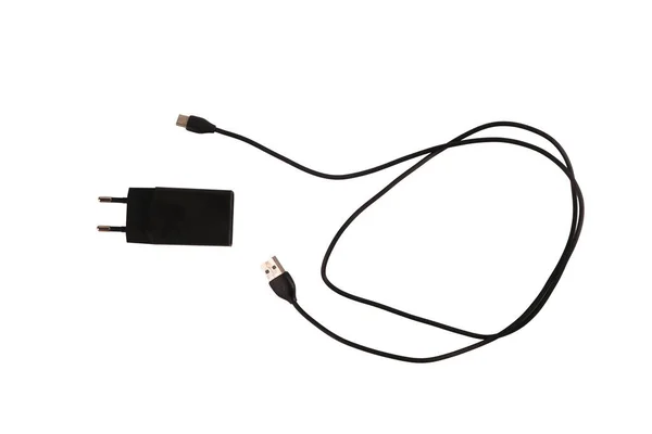 Usb Cables Type Isolated Black White — Stock Photo, Image