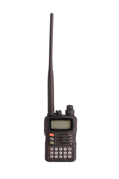 Walkie Talkie Isolate White Radio Transmitter Manual Black New Portable — Stock Photo, Image