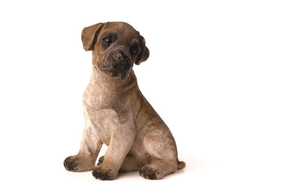 Kutya Figura Játék American Pit Bull Terrier Fából Készült Elszigetelt — Stock Fotó
