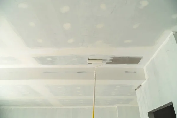 Ceiling Paint Roller New Ceiling Work Must Painted Primer First — Stock Photo, Image