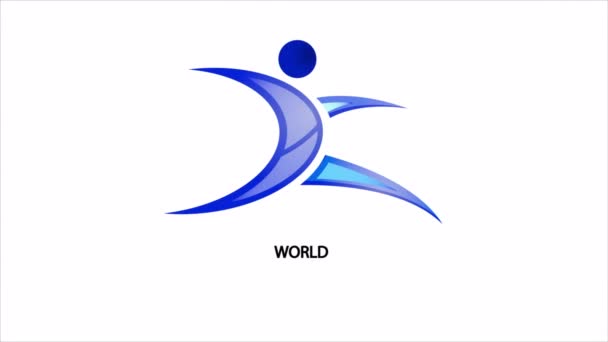 Wereld Lopende Dag Logo Kunst Video Illustratie — Stockvideo