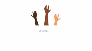 Evrensel çocuklar gündüz elleri, sanat videosu illüstrasyonları.