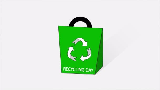 Recycling Day Kraftpapier Zak Kunst Video Illustratie — Stockvideo