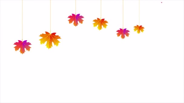 感謝祭の日タイポグラフィぶら下げカエデの葉 アートビデオイラスト — ストック動画
