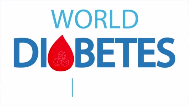 Giornata Mondiale Del Diabete Tipografia Goccia Sangue Illustrazione Video Arte — Video Stock