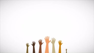 İnsan hakları günü elleri, sanat videosu illüstrasyonu.