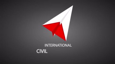 Uluslararası Sivil Havacılık Günü kağıt uçak, sanat videosu illüstrasyonu.