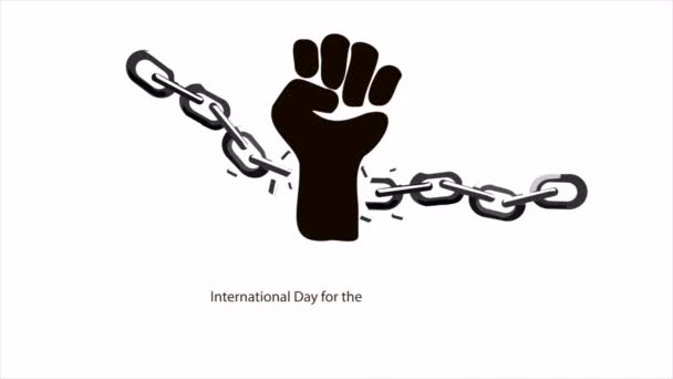 International Day Abolition Slavery Hand Breaks Chain Art Video Illustration — Stock Video
