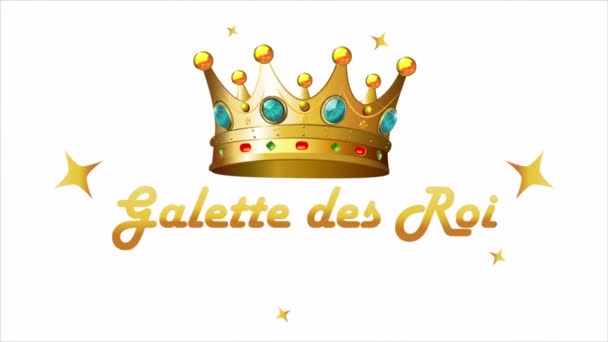 Epiphany Galette Des Roi Typography Crown Art Video Illustration — Stock Video