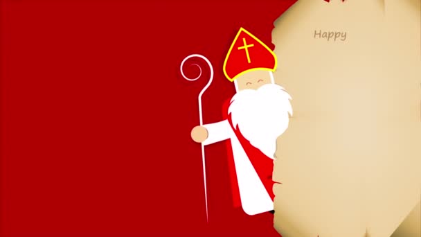 聖ニコラス日カードとギフトバッグ アートビデオイラスト — ストック動画