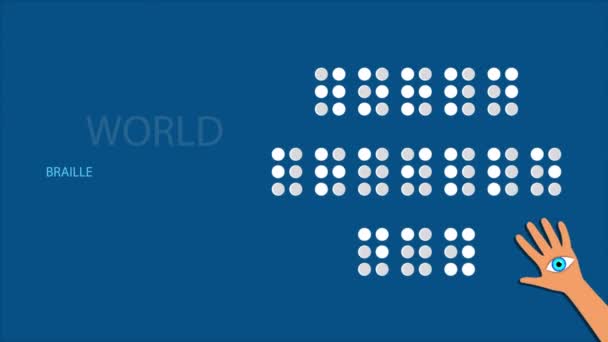 Dunia Braille Hari Tangan Dengan Mata Gambar Video Seni — Stok Video