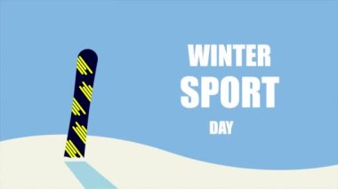 Kar üzerinde snowboard sporu, sanat videosu illüstrasyonu.