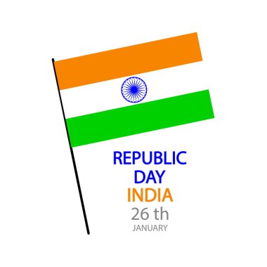 Cumhuriyet Günü Hindistan bayrağı 26 Ocak, vektör sanat illüstrasyonu.