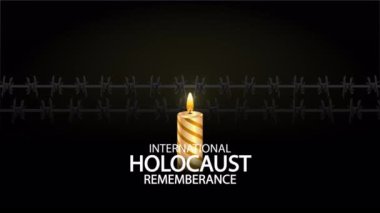 Holocaust remembrance day barbed wire candle, art video illustration.