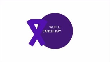 World cancer day logo with ribbon, art video illustration.