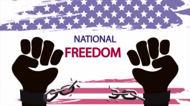 National freedom day broken chains, art video illustration.