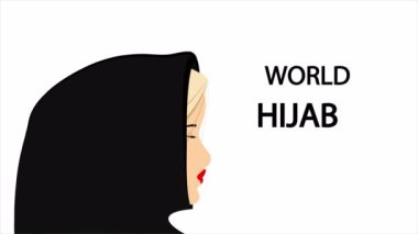 World hijab day girl, art video illustration.