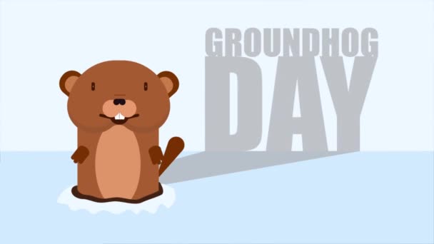 Groundhog Day Shadow Typography Art Video Illustration — Stockvideo
