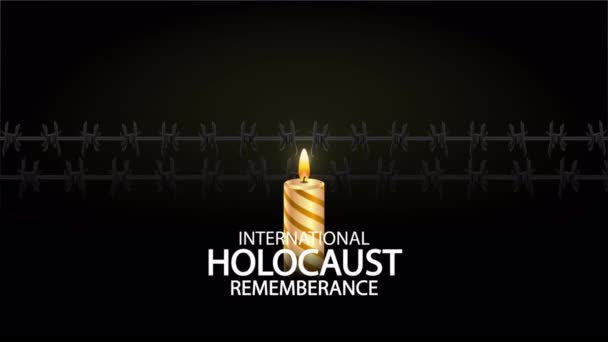 Holocaust Remembrance Day Barbed Wire Candle Art Video Illustration — Video Stock