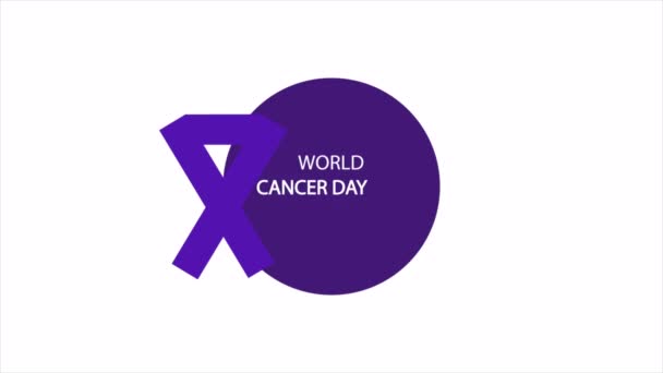 Παγκόσμιο Λογότυπο Ημέρα Του Καρκίνου Κορδέλα Εικονογράφηση Βίντεο Τέχνης — Αρχείο Βίντεο