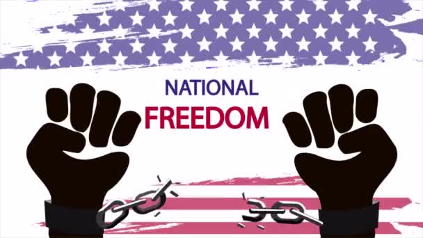 Ημέρα Εθνικής Ελευθερίας Σπασμένες Αλυσίδες Εικονογράφηση Βίντεο Τέχνης — Αρχείο Βίντεο