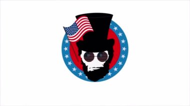 Abraham Lincolns birthday USA flags, art video illustration.