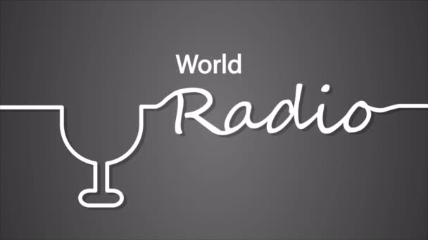 Radio Day World Line Microphone Art Video Illustration — Stock video