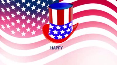 Başkanlar günü şapkası ve Amerikan bayrağı, sanat videosu illüstrasyonu.