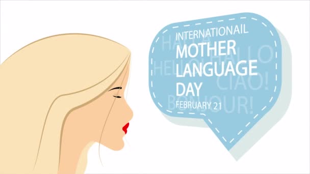 Mother Language Day International Girls Words Art Video Illustration — Vídeos de Stock