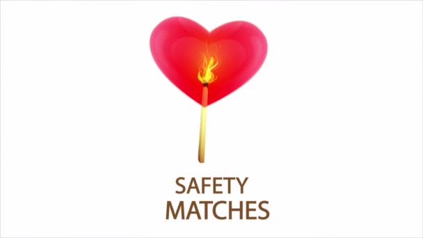 安全は火の上の心に一致します アートビデオイラスト — ストック動画