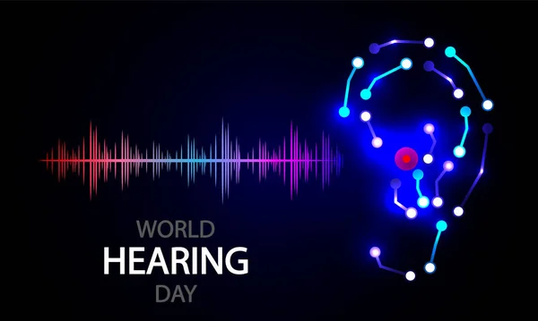 Медицинская Технология Всемирного Дня Слуха Векторная Иллюстрация Искусства Лицензионные Стоковые Векторы