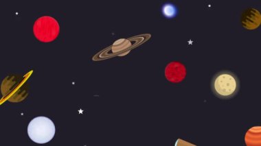 Gezegenler uzayda, sanat videosu illüstrasyonu.