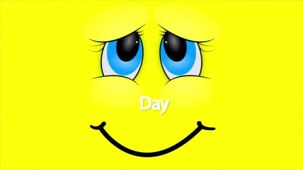 Day Happiness Cartoon Face Art Video Illustration — Stock Video