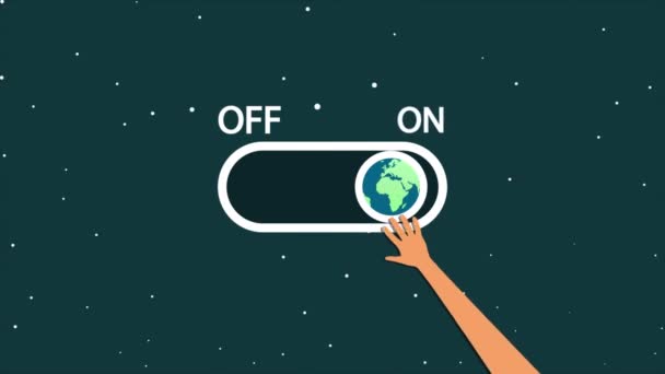 Earth Hour Ein Und Aus Kunst Video Illustration — Stockvideo