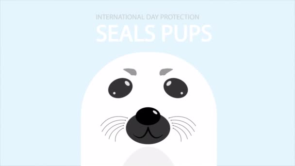 Zeehonden Pups Bescherming Dag Internationaal Kunst Video Illustratie — Stockvideo