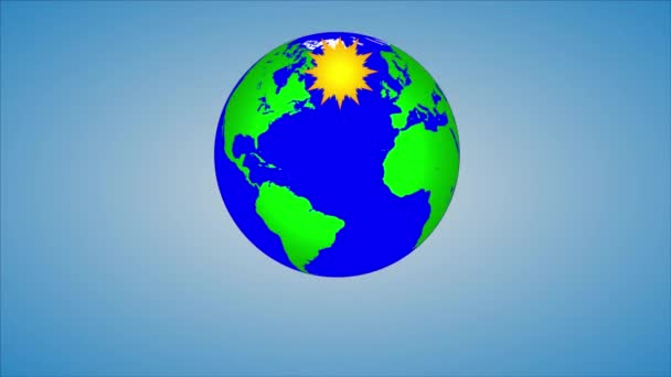 Giornata Meteorologica Pianeta Mondiale Con Icone Meteo Illustrazione Video Arte — Video Stock