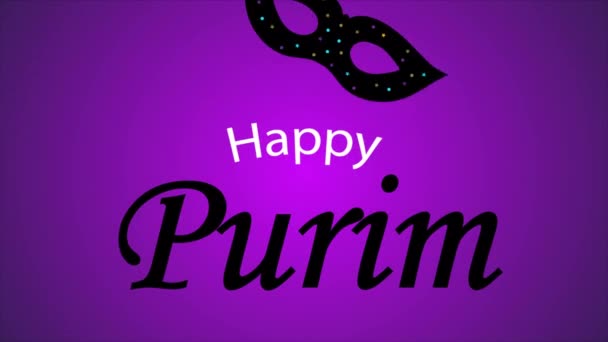 Purim Happy Lettering Μάσκα Καρναβαλιού Εικονογράφηση Βίντεο Τέχνης — Αρχείο Βίντεο