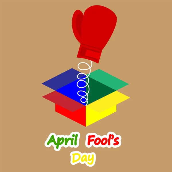 Fools Day April Spring Boxing Glove Vector Art Illustration — Stock Vector