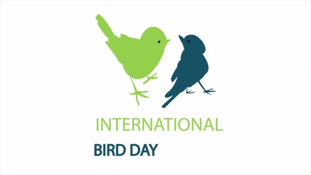 Día Del Pájaro Internacional Pájaros Letras Ilustración Video Arte — Vídeos de Stock