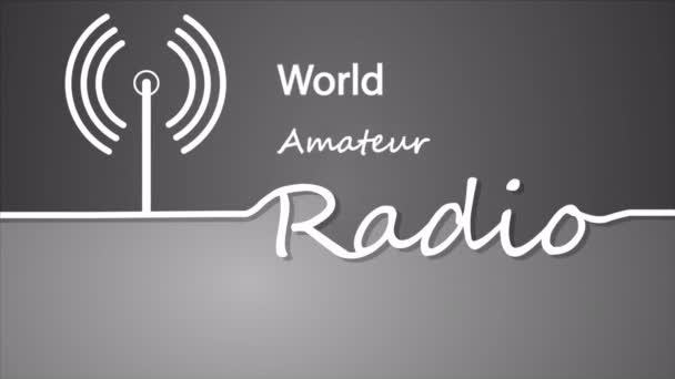 Amatéři Radio Day World Line Art Video Ilustrace — Stock video