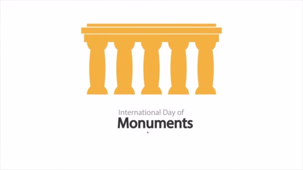 Día Internacional Los Monumentos Sitios Históricos Columnas Ilustración Video Arte — Vídeos de Stock