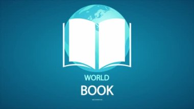 Dünya kitabı ve telif hakkı günü Kitap simgesi 23 Nisan, sanat videosu illüstrasyonu.