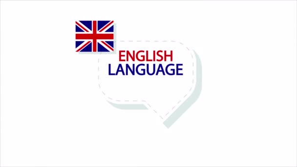 Flagge Der Englischen Sprache Und Bücher Zum Studium Kunst Video — Stockvideo