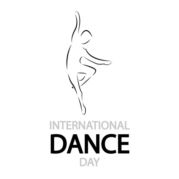 Mezinárodní Taneční Den Lineární Silueta Tančícího Muže Vektorová Ilustrace Royalty Free Stock Ilustrace