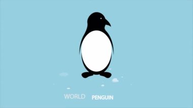 Dünya penguen günü eriyen kar, sanat videosu resimleme.