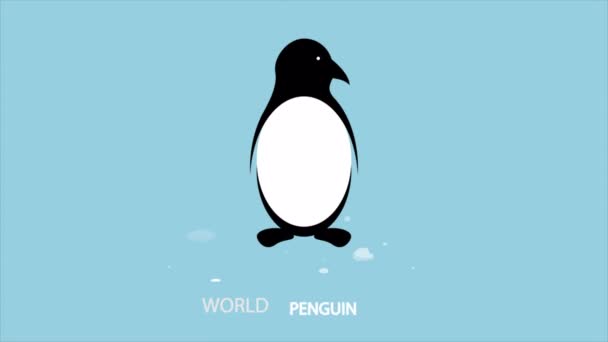 Wereld Pinguïn Dag Smeltende Sneeuw Kunst Video Illustratie — Stockvideo