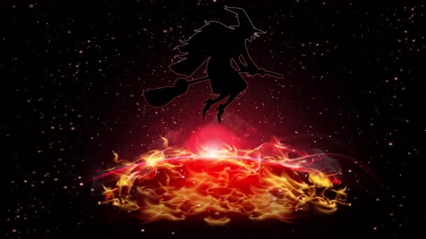 Walpurgis Night Witch Space Art Video Illustration — Stock Video