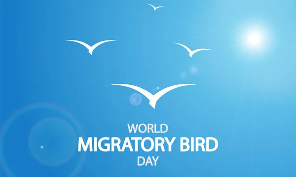 Всемирный День Птиц Голубом Солнечном Небе Векторная Иллюстрация — стоковый вектор